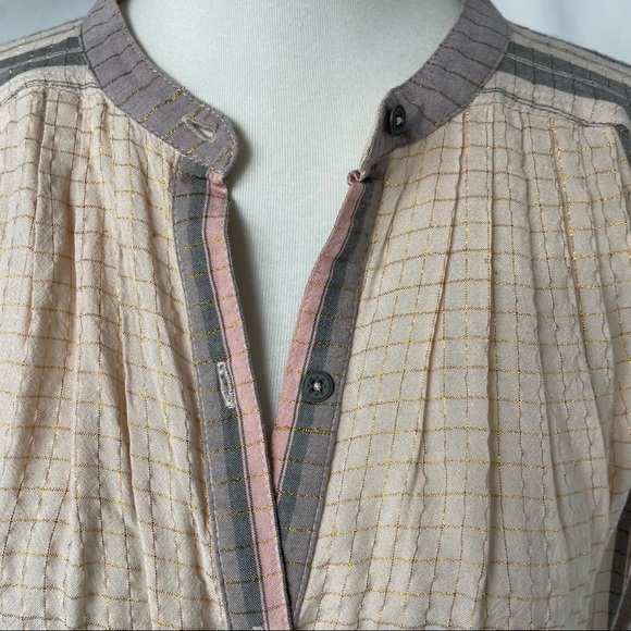 Rare! Free People plaid shirt dress metallic XS - Picture 4 of 7